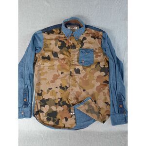 Staple Men's Medium Corduroy Line Button Shirt Long Sleeve‎ Como Military Brown